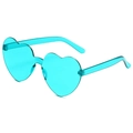 Creative heart-shaped rimless sunglasses in transparent teal cyan fashion design - Cyan