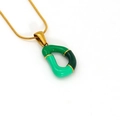 Letter bubble necklace featuring a unique green irregular pendant on a gold chain - Letter D Style / Green Patchwork