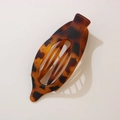 Minimalist leaf-shaped oval hair clip in classic tortoiseshell pattern for women - Bulk Packaging / Matte Yellow Leopard