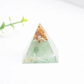 Green aventurine crystal resin pyramid with gold foil for desk decor and meditation - Aventurine Jade