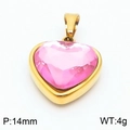 18K vergoldeter Titanstahl Herzanhänger mit 14mm facettiertem rosa Zirkonia-Stein - Nur Anhänger / Gold Rosa (KP119923-Z)