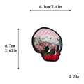 Skull landscape embroidery patch with sunset and berries, 2.4x2.6 inch DIY badge - 10637-Floral Mountain Skull