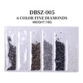 Mixed set of 6 colored flatback nail art rhinestones in 16g assorted DIY pack - Mixed Sizes SS4-SS16 Around 1440 Pieces / 6-Color Fine Diamonds