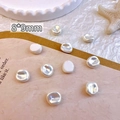 Macro view of 8x9mm irregular white baroque pearls for vintage nail art and DIY decor - Irregular White (8*9mm)