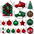 Set di 72 decorazioni natalizie rosse e verdi con dettagli sulle dimensioni e forme - Set da 72 Pezzi / Tema Auto (Rosso/Verde)