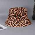 Classic leopard print bucket hat for women in brown and orange cotton canvas fabric - M (56-58cm) / Red Yellow Black Small Leopard