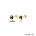 Detail of 925 silver flower earrings showing 0.5cm diameter and 0.6g weight specs - Gold Black Zirconia