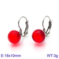 Faceted red crystal earrings with silver metal hooks for women, 18x10mm drop style - Silver Red