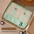 Travel clothing storage bag in pearl white size L 42x32x12cm with breathable mesh - Green-Large (No. 3)