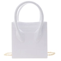 White faux leather crossbody bag with crocodile texture and gold chain strap - White