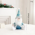 Blauwe en witte kerstkabouter pluche met lange witte baard, decoratie van 30 cm hoog - Blauwe Zittende Kerstman