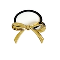 Coletero elástico negro minimalista con un adorno de lazo de metal dorado pulido brillante - Lazo Dorado (Lazo de Aleación de Oro Brillante)