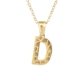 Minimalist 18K gold plated stainless steel necklace featuring textured letter D pendant - Letter D / Gold