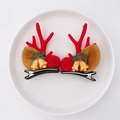 Pair of Christmas reindeer antler hair clips with red pompoms and golden bells - 34 Reindeer Antler with Bells and Ears Pair