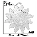 Detail view of 20mm sun pendant with spiral texture and size measurement labels - Steel Color Pendant (Without Chain)