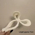 Creamy white bow hair claw clip, 11cm length, elegant large shark clip for thick hair - Glossy Pure White Bow-11cm