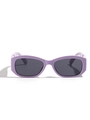 Occhiali da sole squadrati vintage viola con montura spessa e lenti scure sfumate - Viola