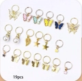 19-delige DIY haarvlecht accessoires set met gouden vlinder blad en parel bedels voor dreads - 16-delige Set Emaille Vlinder Parel
