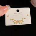 Close-up of three-piece minimalist gold stud earring set with opal butterfly and rhinestones - Gold-Opal Butterfly Set (74#)