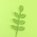 Handmade crochet green leaf branch made of soft cotton yarn for floral decoration - 7 Leaves / Bud Green