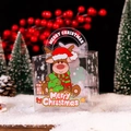 Transparent PET Christmas gift box with handle featuring a cute reindeer and Merry Christmas text - Christmas Reindeer / 9x9x9cm