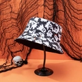 Dettaglio cappello alla pescatora Halloween con fantasmi su sfondo arancio - M (56-58cm) / Fantasma Bianco e Nero-11
