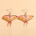 Colorful acrylic butterfly earrings in yellow and red tones with silver hooks - Yellow Red Textured Moth (4040)