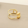 Detail of 18K gold-plated double-layer open ring with creative safety pin line design - US 6