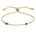 Bracciale occhio greco dorato con perle bianche e catena a scatola regolabile donna - Stile Doppio Malocchio e Multi-Perla