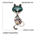 Luxury crystal cat brooch with emerald green stones and black diamonds in 6.3cm size - Coffee Gold Green