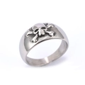 Vintage stainless steel skull and crossbones ring with a retro pirate aesthetic - US 7 / Steel