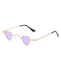 Hip-hop heart-shaped sunglasses with gold metal frame and purple tinted lenses - Gold Frame Purple Lens