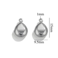 Polished silver teardrop pendant in 15x9.5mm size for DIY bracelet jewelry making - Steel Color Water Drop
