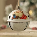 Campanella di Natale in metallo bianco opaco con Babbo Natale e ritagli a stella - Diametro 8cm / Campana Bianca 8cm