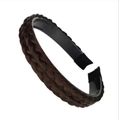 Dark brown braided wig headband with anti-slip teeth for women in Korean style - 1.8cm Wide / Double Braid / Black Brown