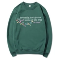 Green Christmas crewneck sweatshirt with colorful festive lights and humor slogan - S / Dark Green