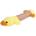 Dettaglio di un lungo giocattolo di peluche giallo a forma di papera per cani - Anatra Gialla