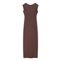 Elegantes ärmelloses Maxikleid in Dunkelbraun mit schmaler Passform und Rundhalsausschnitt - S / Kaffeebraun