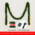4m green PVC Christmas garland with 5m 50-LED battery string lights for festive decor - 4m Eco PVC Garland with Lights/355g
