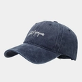 Dark blue washed cotton baseball cap with Hello Gorgeous white embroidery - Adjustable / Navy Blue