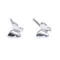 Minimalist S925 sterling silver butterfly stud earrings with polished silver finish - Silver Butterfly