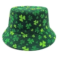 Détail du chapeau bob Saint-Patrick avec imprimés trèfles et coutures renforcées - Imprimé Trèfle Allover Vert Foncé (1#) / M (56-58cm)