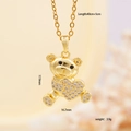 Collar con colgante de oso dorado con corazón de circonita y medidas detalladas - Dorado Corazón (166)