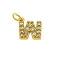 Sparkling gold-plated letter W pendant with pavé cubic zirconia for DIY necklaces - Letter W
