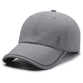 Unisex grey quick-dry baseball cap with R logo detail and reinforced brim stitching - Adjustable / Light Gray