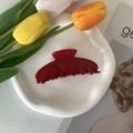 French vintage large wine red glossy hair claw clip for elegant updo hairstyles - Burgundy