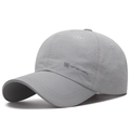 Light gray breathable quick-dry baseball cap featuring side logo print and curved brim - Full Cloth / Light Gray