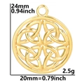 Golden 18K plated stainless steel Celtic knot round pendant showing 24mm size dimensions - Pendant / Gold
