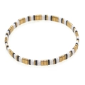 Bracelet extensible en perles Tila avec carreaux noirs blancs et dorés - Classique Noir Blanc Or
