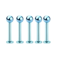5er-Set blaue Edelstahl-Piercings für Lippen, Ohren und Nase, glänzendes Design - Hellblau Kugel